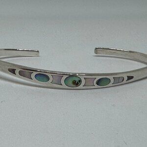 Contemporary Sterling Silver Cuff with inlaid Abalone.